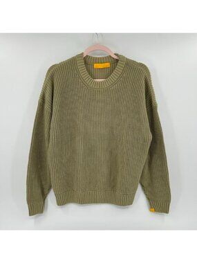 Yellow Label Co. Sweater Men's Size X-Small Olive Green Fisherman Knit Crewneck